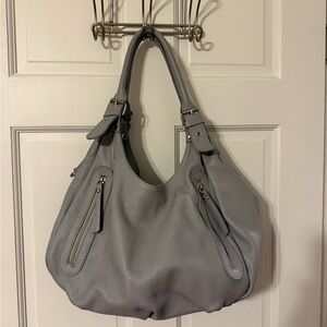 Elegant Gray Italian Leather Shoulder Bag